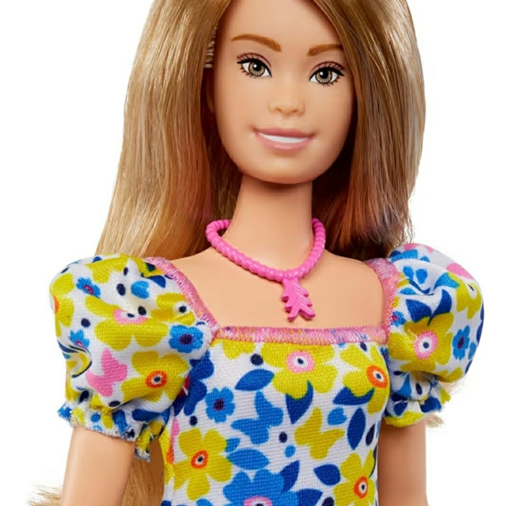 Barbie Blonde Hair Blue & Pink Floral Sundress National Down Syndrome - Picture 2 of 4